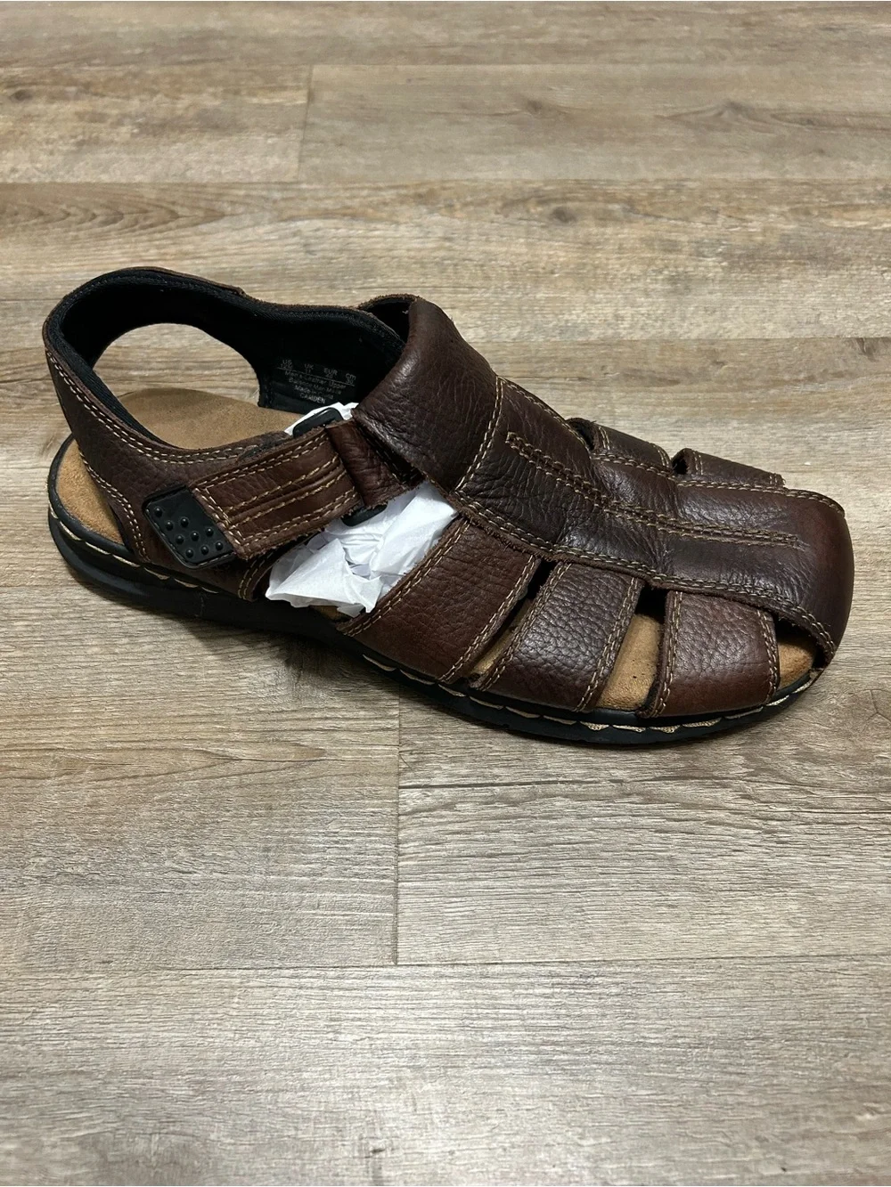 Dr. Scholl's Gaston Men's Size 12 Brown Leather Fisherman-Style Sandals